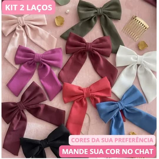 Kit 2 Laços De Cabelo De Linho Grandes com Presilha | Artesanais | Adulto ou Infantil | Casamento e Casual