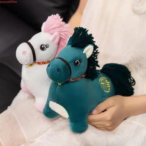 JUNYUE Boneca De Cavalo De Pelúcia , 2026 Ano Carta Impressão Estatueta Do Zodíaco , Brinquedos De Animais De Pônei Maci