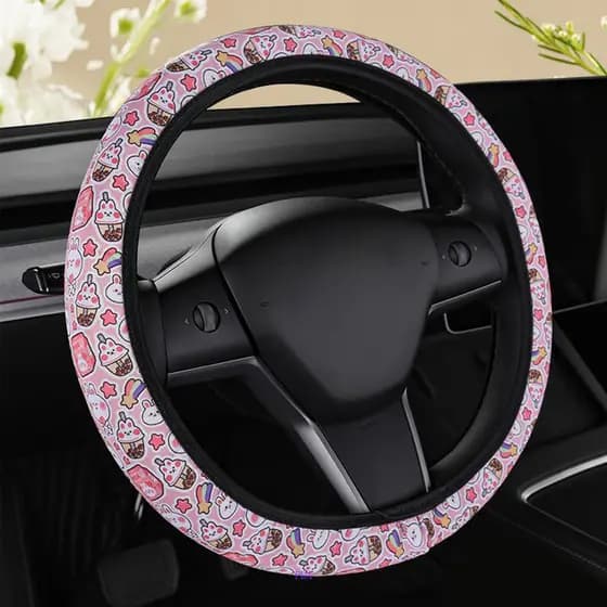 PDA Capa Universal Para Volante De Carro , Antiderrapante Alça Flor Fofa , Protetor De