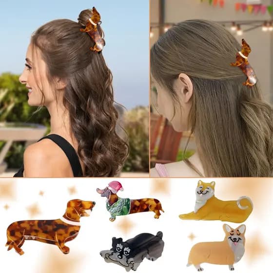 Acessório De Cabelo Dachshund Moda Mandíbula Clipes De Garra Pequenos Funky Fofinhos De Cachorro