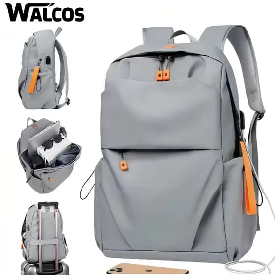 WALCOS Mochila casual Feminina Masculinas /Bolsa De Viagem Com interface USB E À Prova D'água
