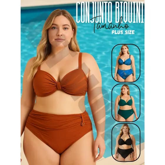 Biquíni Feminino Plus Size Tamanho Grande 2 Peças Confortável e Estiloso Praia