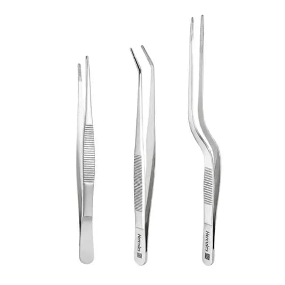 Kit Pinças Culinárias Profissionais 16cm Aço Inox Antideslizante Chef Barman Bartender Restaurante