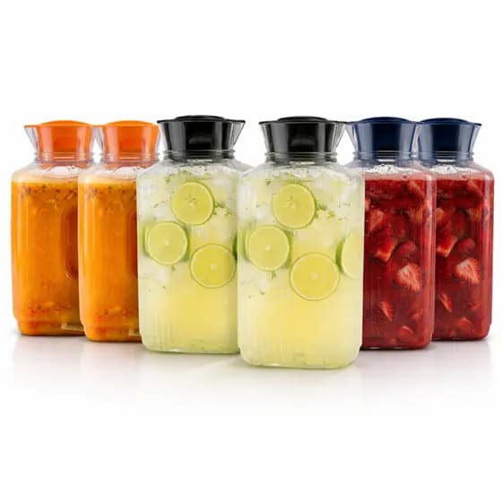Kit 2 Garrafa de Água Suco para Geladeira Tampa com Trava Higiênica 1,7L Organizador jarra Multiuso