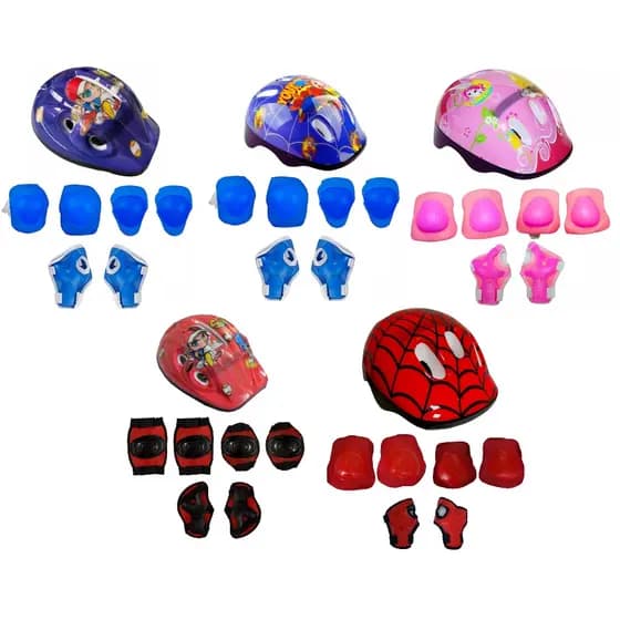 Kit Segurança Capacete Joelheira Cotoveleira Munhequeira Infantil Patins bike skate