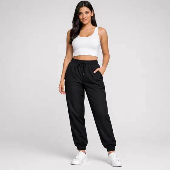 Calça Jogger Feminina Tactel com Punho Calça Esportiva Leve Secagem Rápida Academia Caminhada Casual