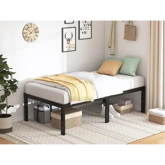 Estrado De Metal Para Cama De Casal /Cama de Solteiro, Fácil De Instalar e Dobrável Com Suportes De Ripas De Aço