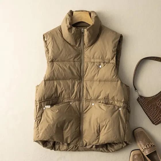 Pato branco para baixo leve colete feminino arte solta Design Retro sentir 2026