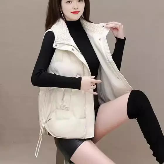 Colete de algodão feminino 2026 moda curto solto simples leve sem mangas colete gola
