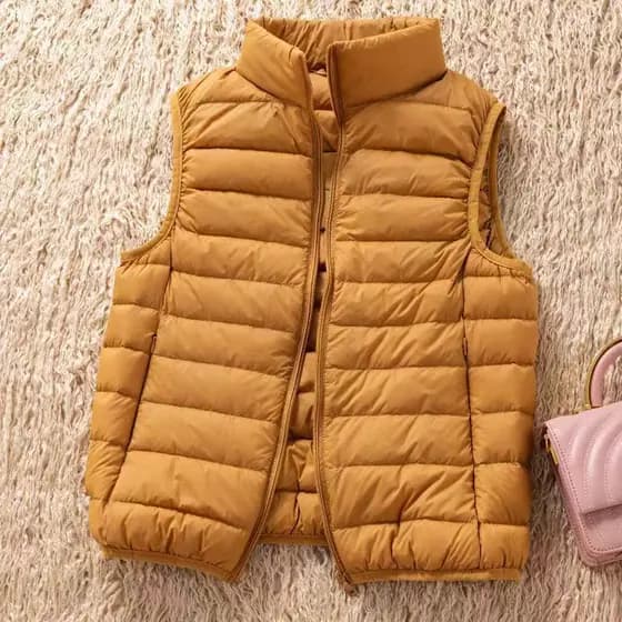 Leve para baixo colete de algodão feminino curto gola alta leve sem costura de uma peça leve colete