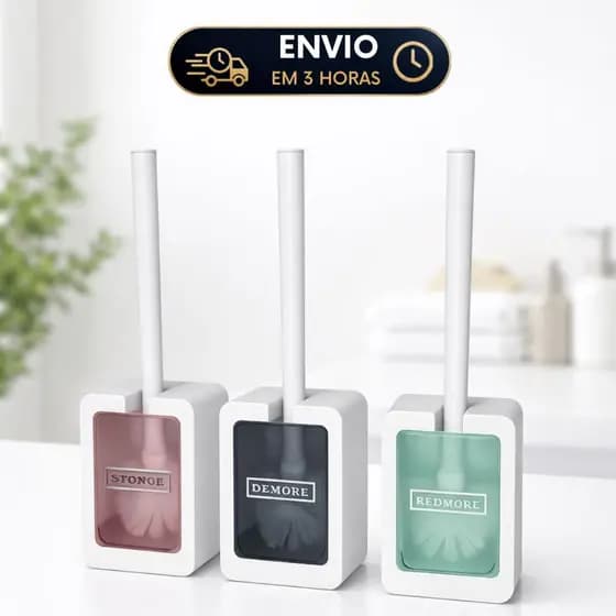 Escova Sanitária com Suporte Adesivo - Design Ergonômico, Moderno e Higiênico Organização