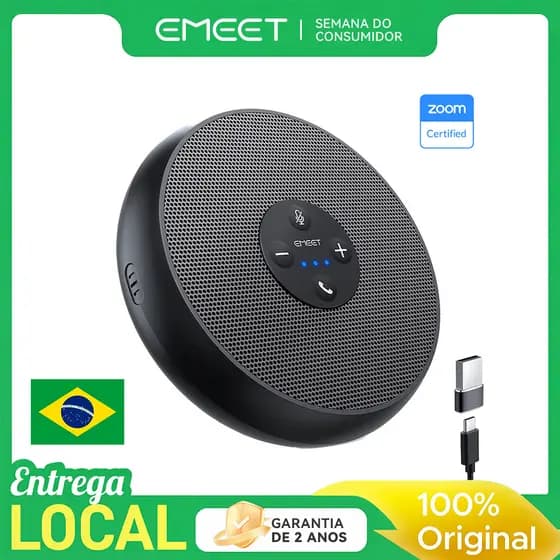 EMEET M1A Viva-voz USB-C c/ Cancelamento de Ruído, Áudio Bidirecional para Home Office, Compatível Zoom/Teams/Skype
