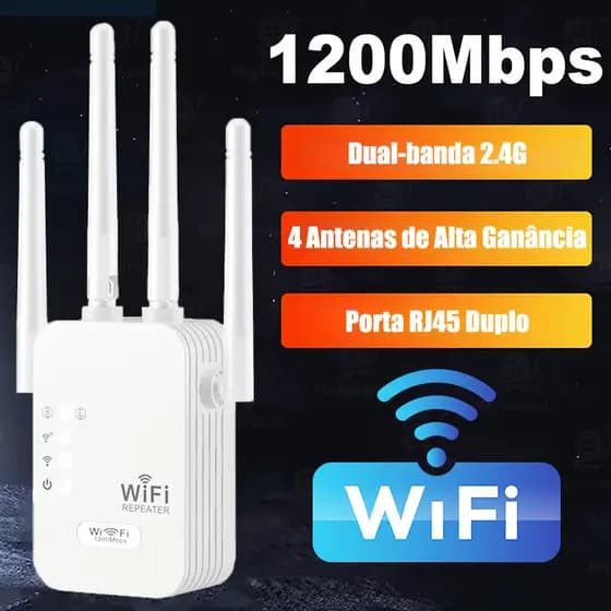 Wifi Repeater 1200mbps 110V/220V Strong Signal Ultra Fast 4 Antennas Signal Amplifier Router