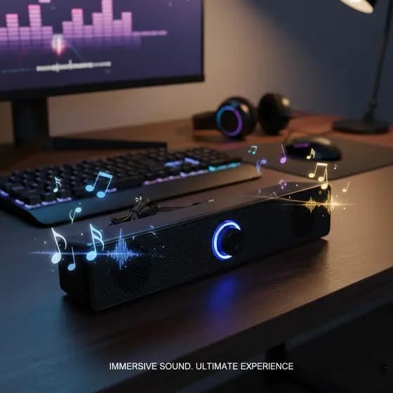 Caixa De Som Soundbar Led Para Computador Pc Usb P2 Gamer