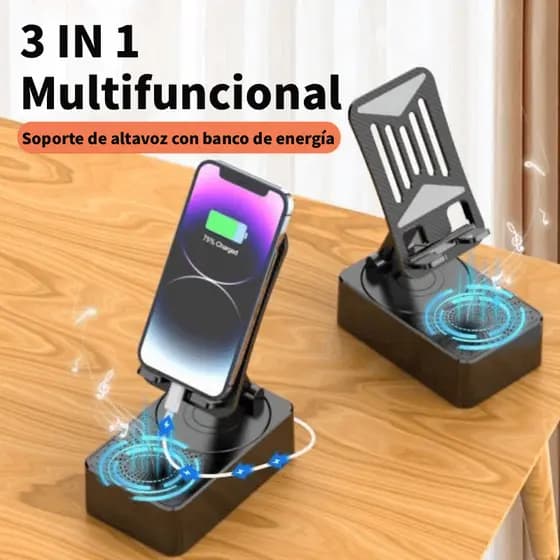 Suporte para celular com buletooth tocar música alto-falante pequeno 360 ° Giratório Universal luzes coloridas