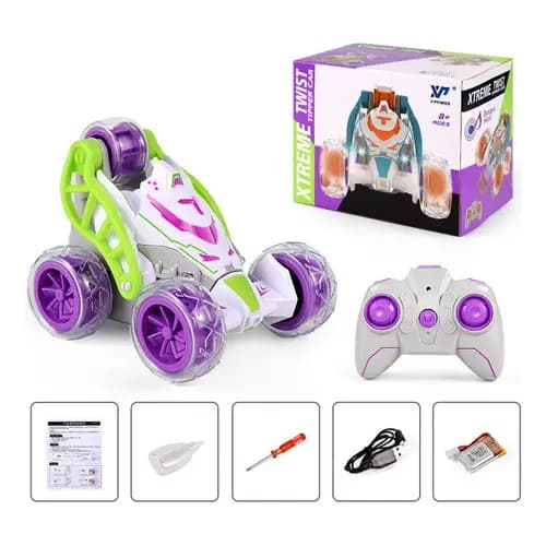 Carro Acrobático RC com Fumaça, Música e LED – Brinquedo para Crianças