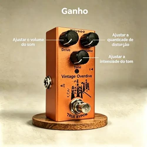 Pedal Overdrive Vintage Mini - True Bypass Analógico - Boost para Guitarra