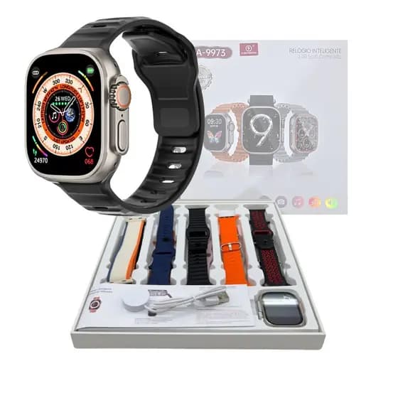 Relógio Inteligente Smartwatch Premium 49mm com 10 Pulseiras Kapbom