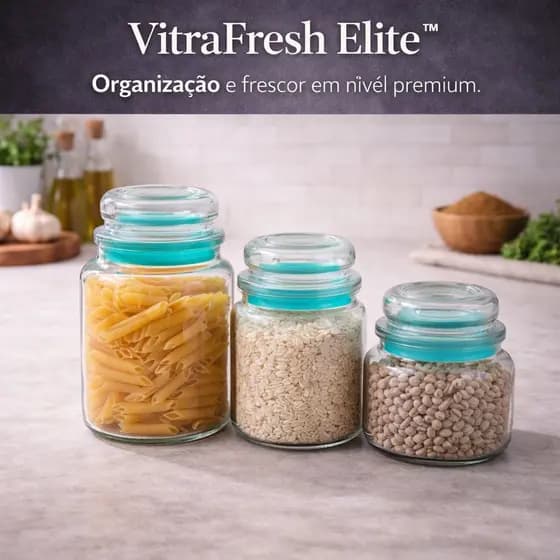 Kit Potes Herméticos de Vidro com Tampa Silicone | Conjunto 3 Potes Vedação Hermética para Alimentos