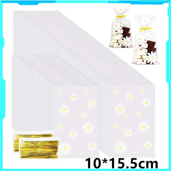 100/200 peças saco de presente transparente artesanal biscoito cozimento saco de embalagem produto comestível 10*15cm
