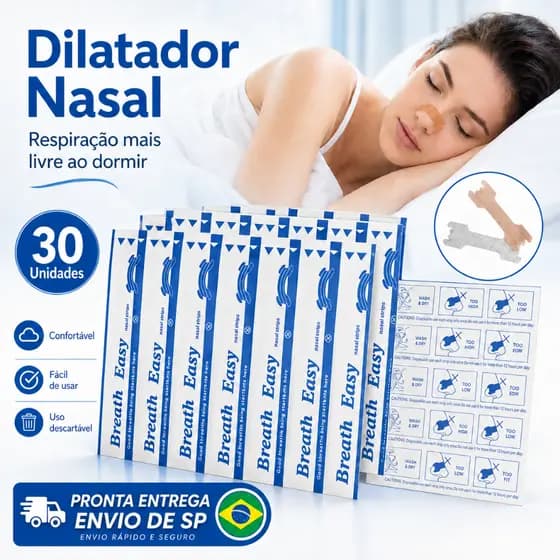 Dilatador Nasal Anti Ronco Tira Adesiva Expansor Respiratório Para Alívio Da Congestão Nasal