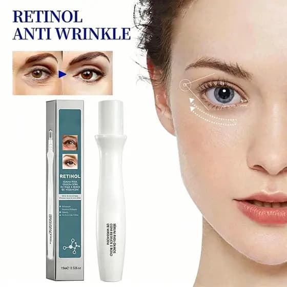 Sérum para Olhos com Retinol Roll On - Clareador Anti Olheiras, Anti Idade e Hidratante 15ml