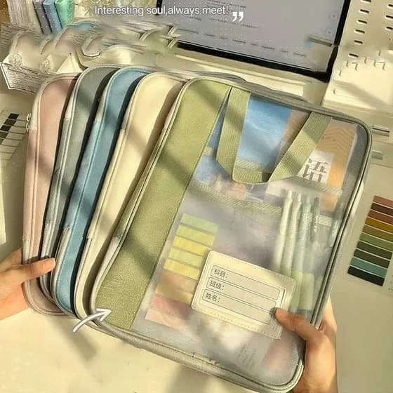 Bolsa de arquivo Bolsa de arquivo transparente Bolsa de estudante Bolsa escolar Bolsa de exame