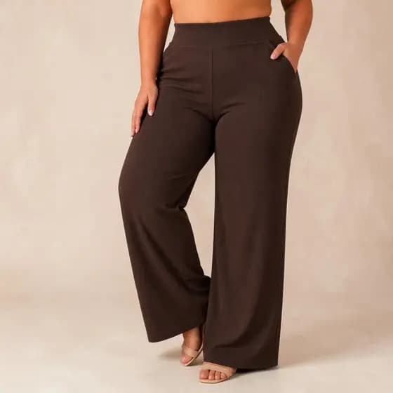 Calça Pantalona Plus Size Feminina Caimento Perfeito 44 ao 54 GG G1 G2 G3 Zero transparencia