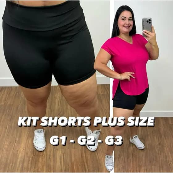 Shorts Legging Suplex Moda Plus Size Feminino Cintura Alta Academia Zero Transparência