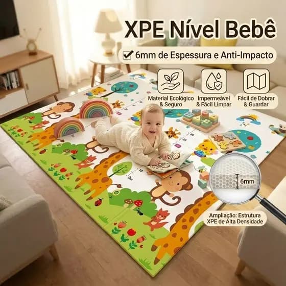 Tapete De Atividades Bebê Tapete Tatame Infantil Dupla Face 1.8*1.5M/1.8*2M Tapete de Atividades Bebê Emborrachado XPE