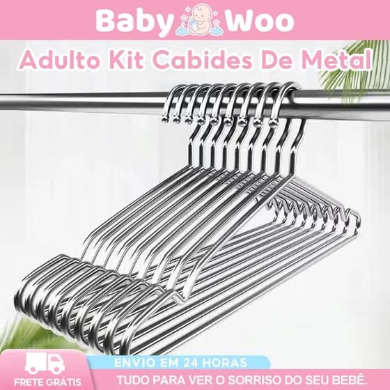 10/20PCS Cabide Aço Inoxidável Adulto Cromado Organização Guarda Roupa