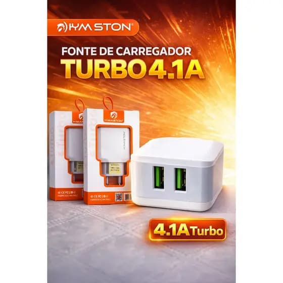 Kit Carregador Turbo 4.8A + Cabo Lightning/Tipo-C 5A– Carga Rápida Duplo USB Apple/android universal