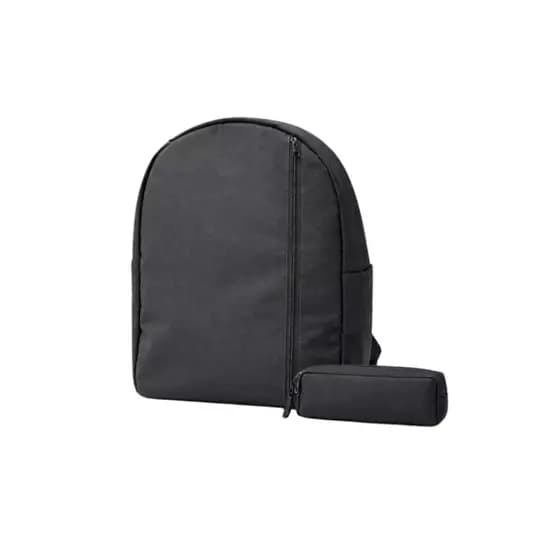 Mochila Unissex Escolar Faculdade Casual Preta Moderna com Zíper Lateral + Estojo