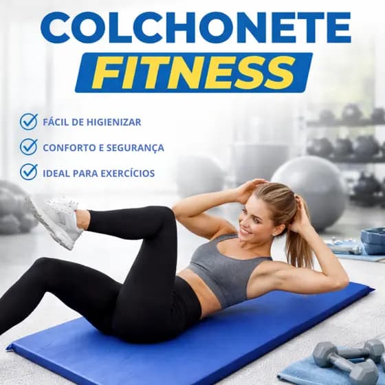 Colchonete de Academia Azul 90x40x2cm Compacto Espuma Macia Impermeável Treino Yoga Pilates Pequeno
