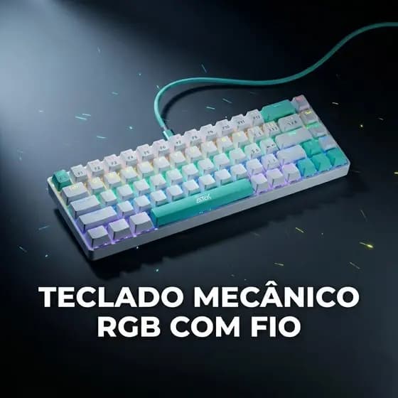 Teclado Mecânico RGB Com Fio 68 Teclas Para Jogos 5V Com Cabo de 1,5m - 0691P/0691B