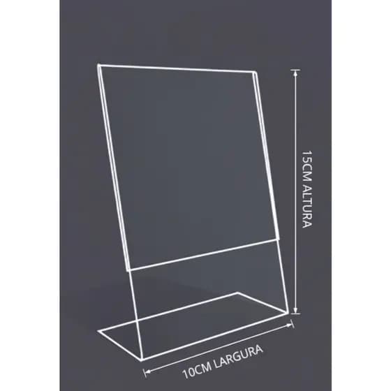 KIT 10 Display Acrílico A6 10x15cm Mesa Transparente 2mm Porta Foto Aviso Preço Cardápio Propaganda