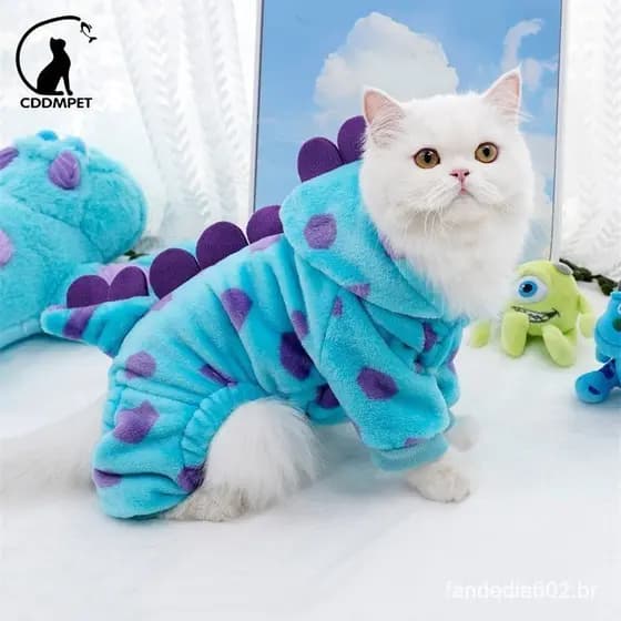 Roupa Cachorro Macacão Para Cães Animado Fofos Estimação De Velo Macio E Quente Gato Pijamas