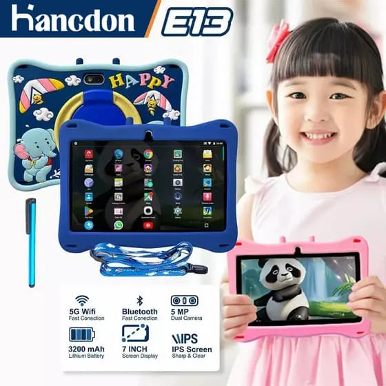 Hancdon Tablet infantil E-13/Tablet educacional com tela sensível ao toque IPS de 7 polegadas e ponto de acesso Wi-Fi