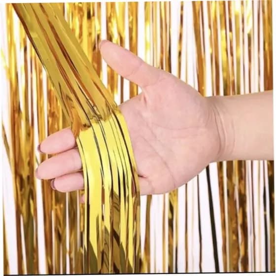 Cortina Amarelo Brasil Metalizada Franjada Festa Carnaval Copa do Mundo 2026 Decoração Copa