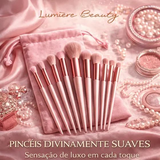 Kit 13 Peças Pincéis de Maquiagem Contorno Profissional com Estojo de Veludo (Cores Sortidas)