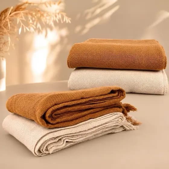 Kit 2 Manta 210x120 Protetora Para Sofá ou Cama Casal 100% Algodão Artesanal Decorativa