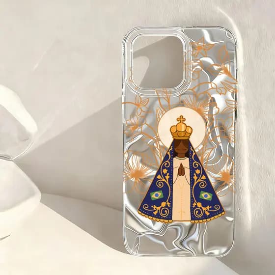 Nossa Senhora Onda De Água Capinha Capa Para iPhone 13 11 12 14 15 16 Plus Pro Max Gradiente Aurora Anti-Queda Impacto