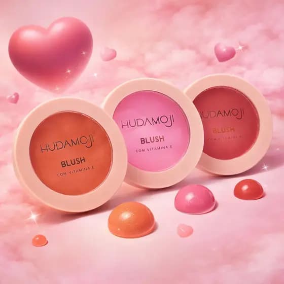 Blush Compacto Alta Pigmentação Hudamoji Shine Maquiagem Rosto Facil Longa Duração Promoção