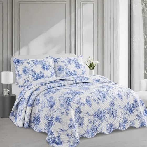Cobre Leito Colcha Dupla Face 3 Peças Casal Queen King Estampada Floral Matelada Toque Macio