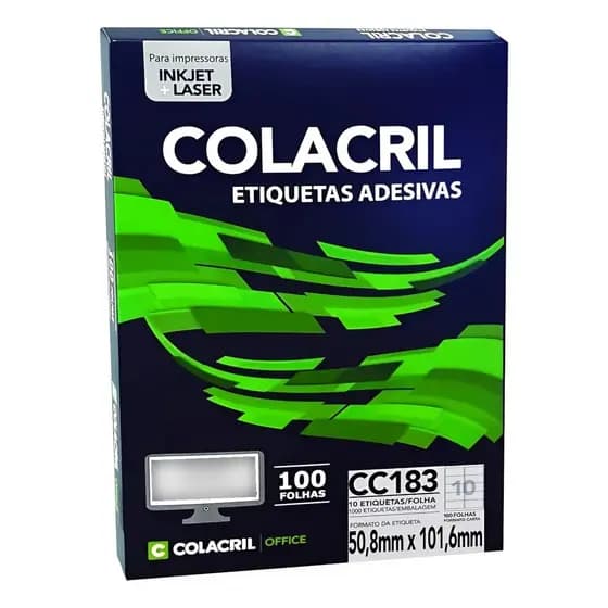 Etiqueta Impressora Carta 50,8X101,6MM 100 FL CC183 Colacril