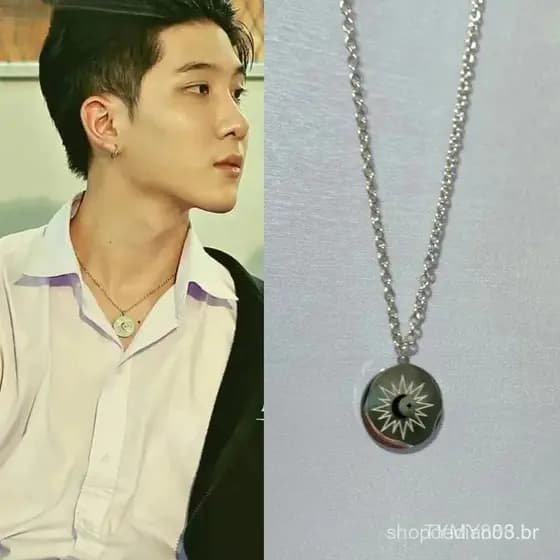 Colar de Aço Titânio com Pingente Circular Lua Estrela, Acessório de Joalheria para Casais, Cosplay da Série de TV The E