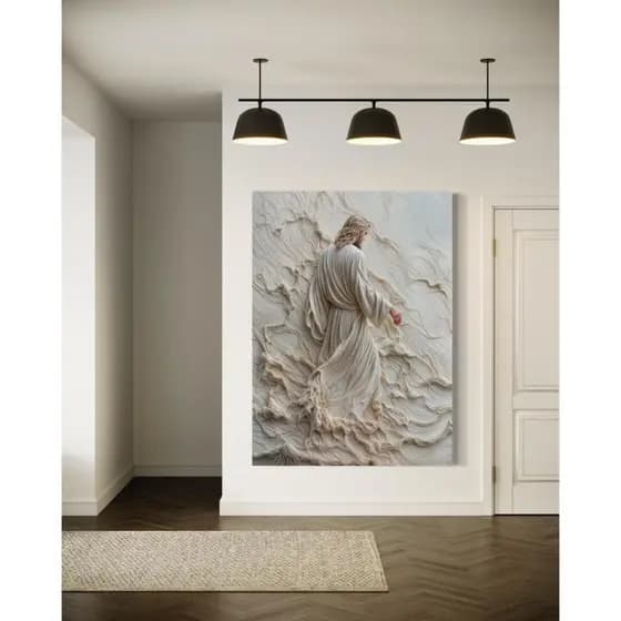 QUADROS DECORATIVOS RELIGIOSOS SALA QUARTO COZINHA GRANDE 1 TELA ORANDO JESUS MARIA ONDAS 90X60CM CANVAS