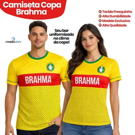 Camiseta Unissex Exclusiva Copa Brahma Profissional Ideal para Equipes de Bar Restaurante Conforto e Durabilidade