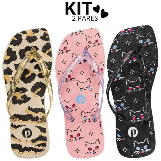 Kit 1,2 e 3 ParesChinelo Feminino Casual Leve Antiderrapante Confortável