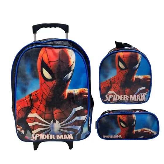 Kit Mochila Escolar Com Rodinha, Estojo, Lancheira térmica Homem Aranha novo